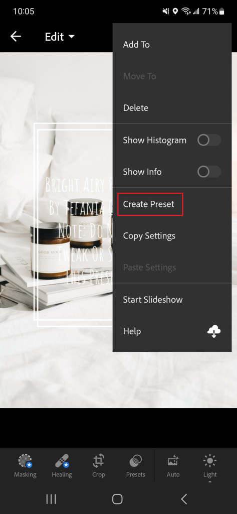 Adobe Lightroom mobile tutorial screenshot